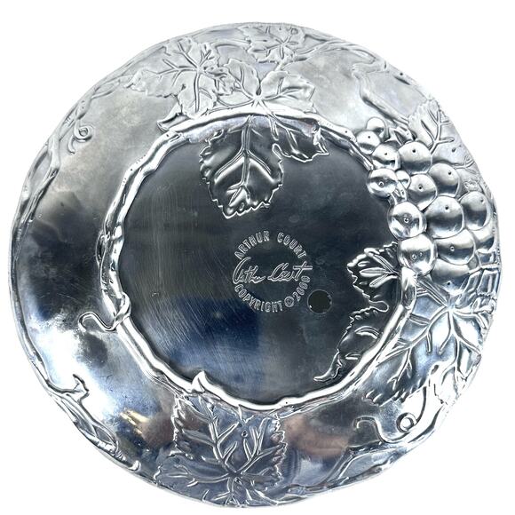 Arthur Court 2000 Aluminum Round Serving Plate Grape Design 7 7/8" Diameter - Picture 5 of 6